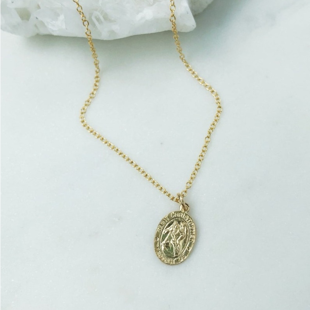 14K Gold filled St Christopher Necklace